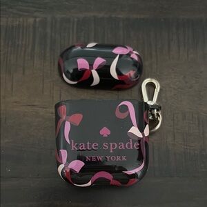 Kate Spade Black AirPods Case with Pink and Purple Accent Bows